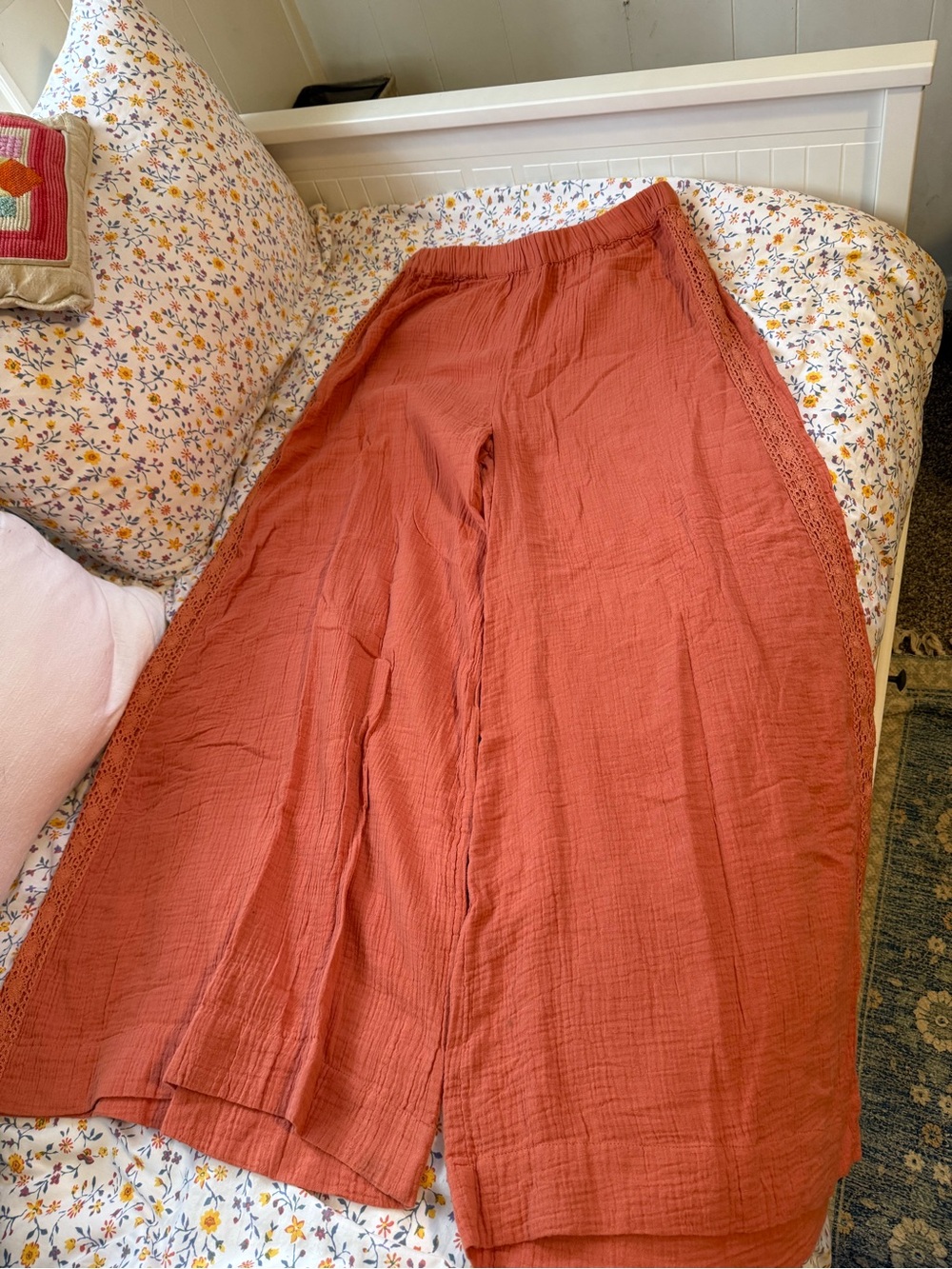 Roxy Women's Terracotta Maxi Skirt with Crochet Trim